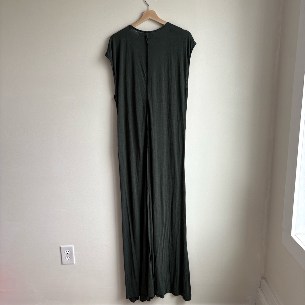 Free People Beach Marina Maxi Dress Size XL Kelp Green Linen Twist Front - Picture 9 of 11